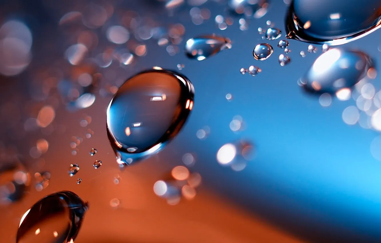 Photo wallpaper water, drops, macro, blur