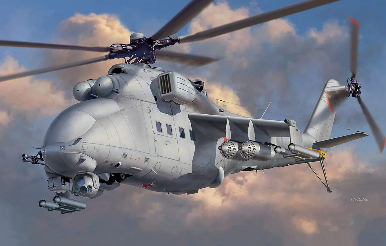 Photo wallpaper Russia, Mi-24, the armed forces of Russia, drone, UAV, T.Wada, Mi-24 Hind UAV, unmanned helicopter
