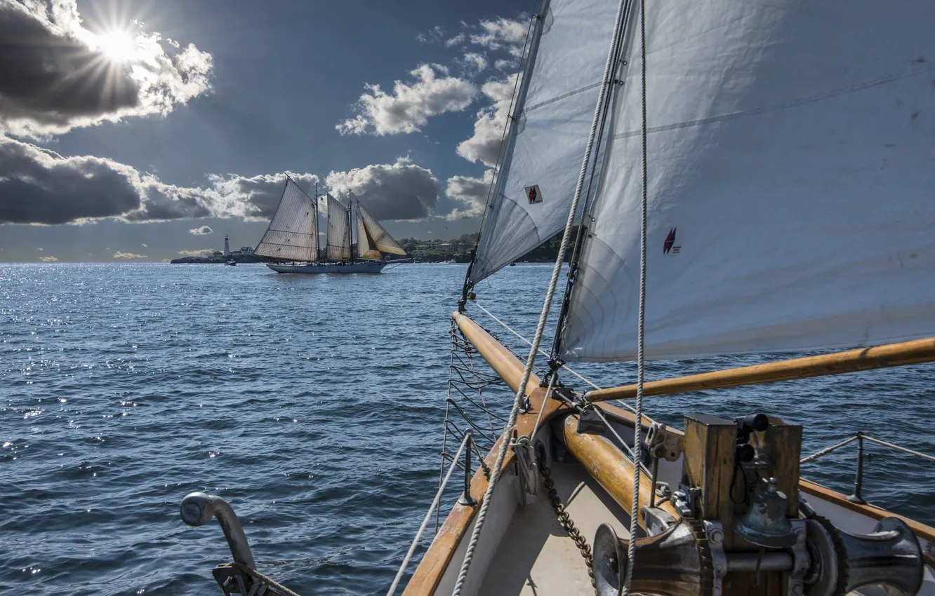 Photo wallpaper sailboat, Portland, Bay, sails, Portland, Maine, Man, schooner
