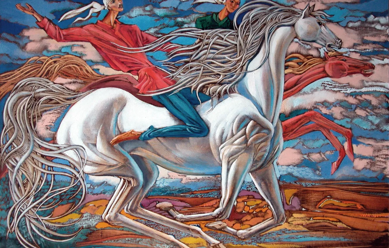 Photo wallpaper mane, tail, guy, jump, Aibek Begalin, Two thousand seven