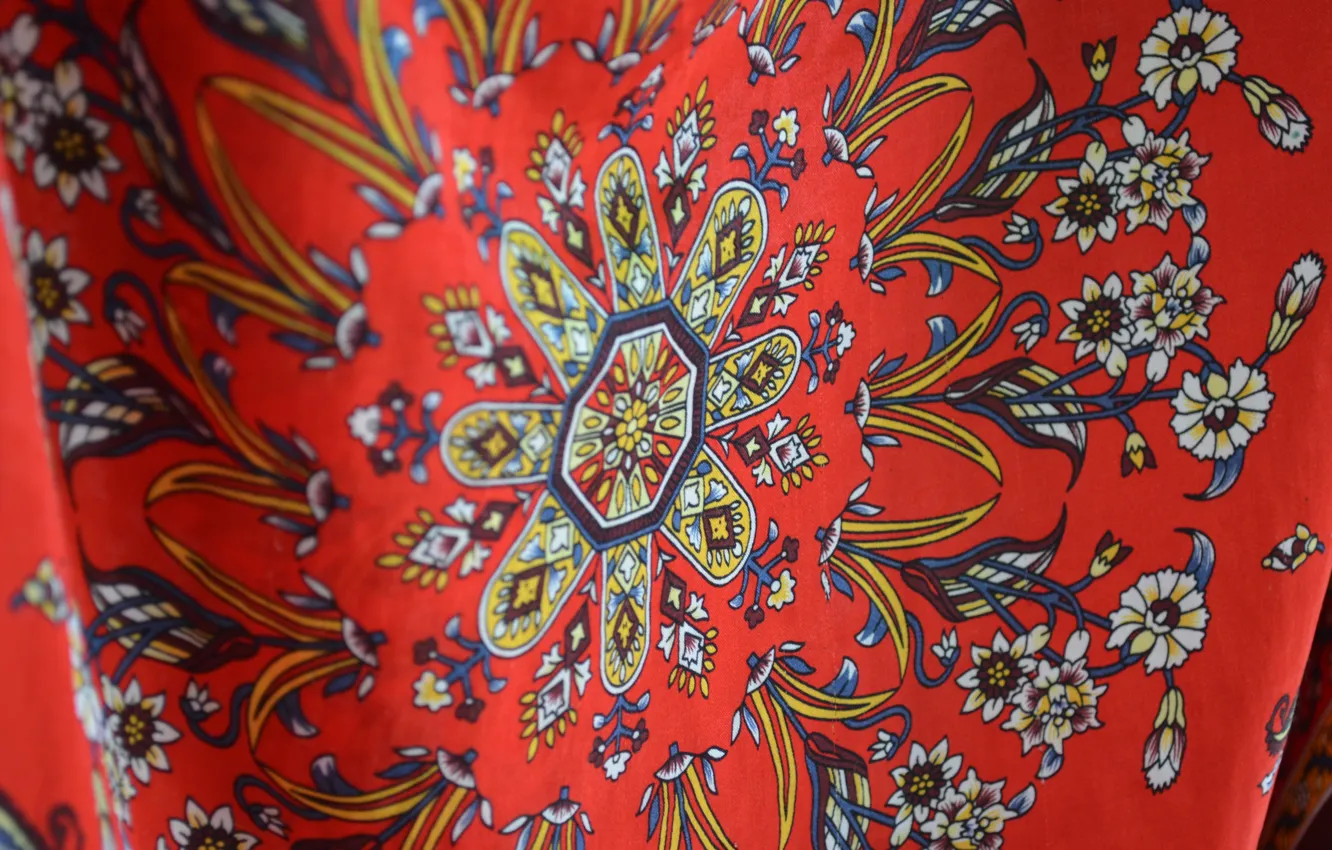 Photo wallpaper red, pattern, silk, fabric