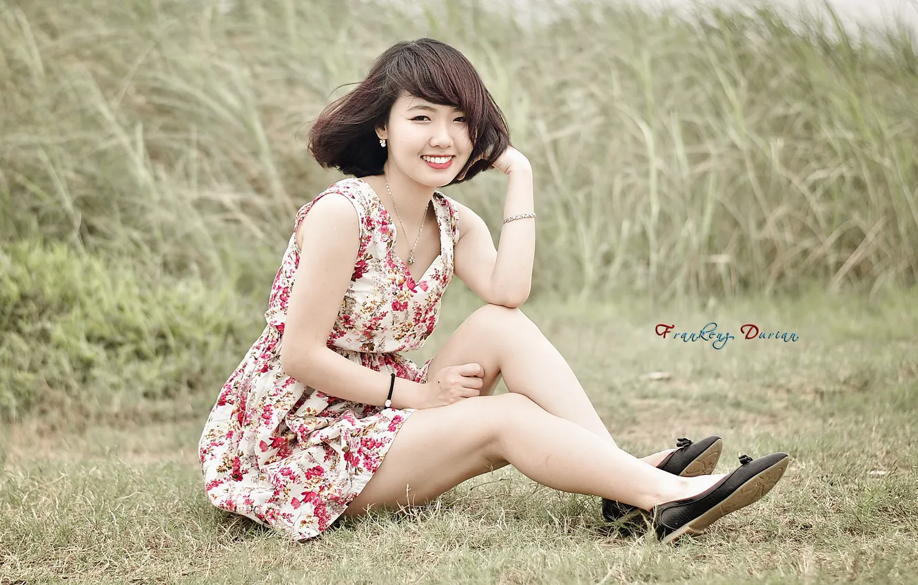 Photo wallpaper girl, smile, Asian