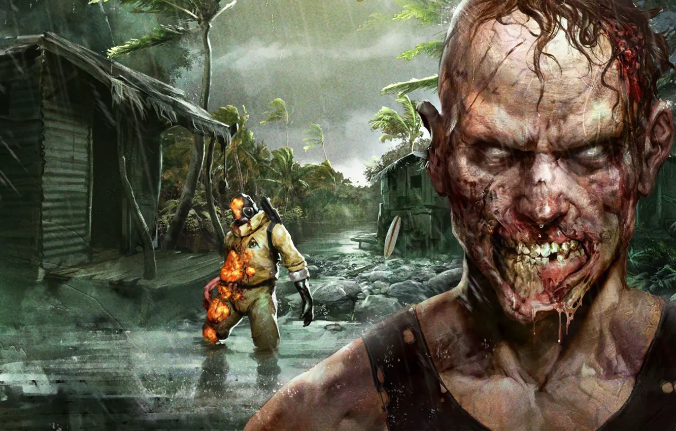 Photo wallpaper zombie, blood, game, island, man, Dead Island, Dead Island Definitive Edition