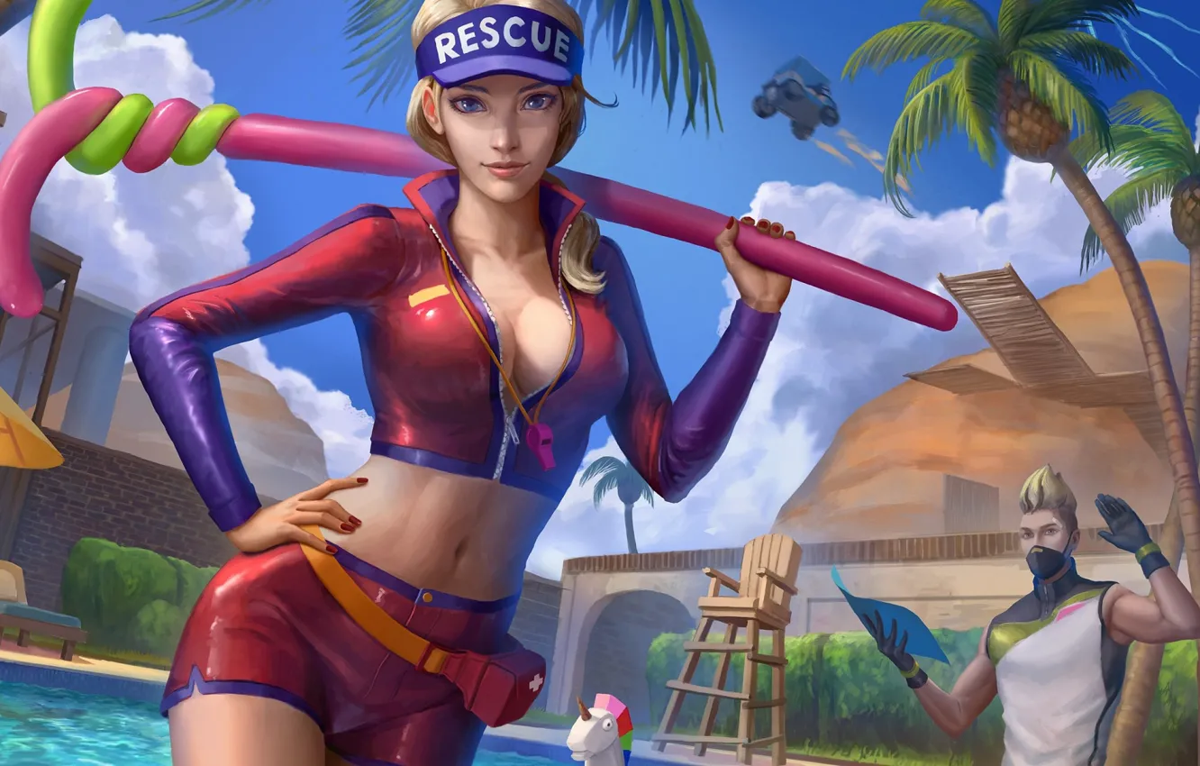 Photo wallpaper girl, guy, Fortnite