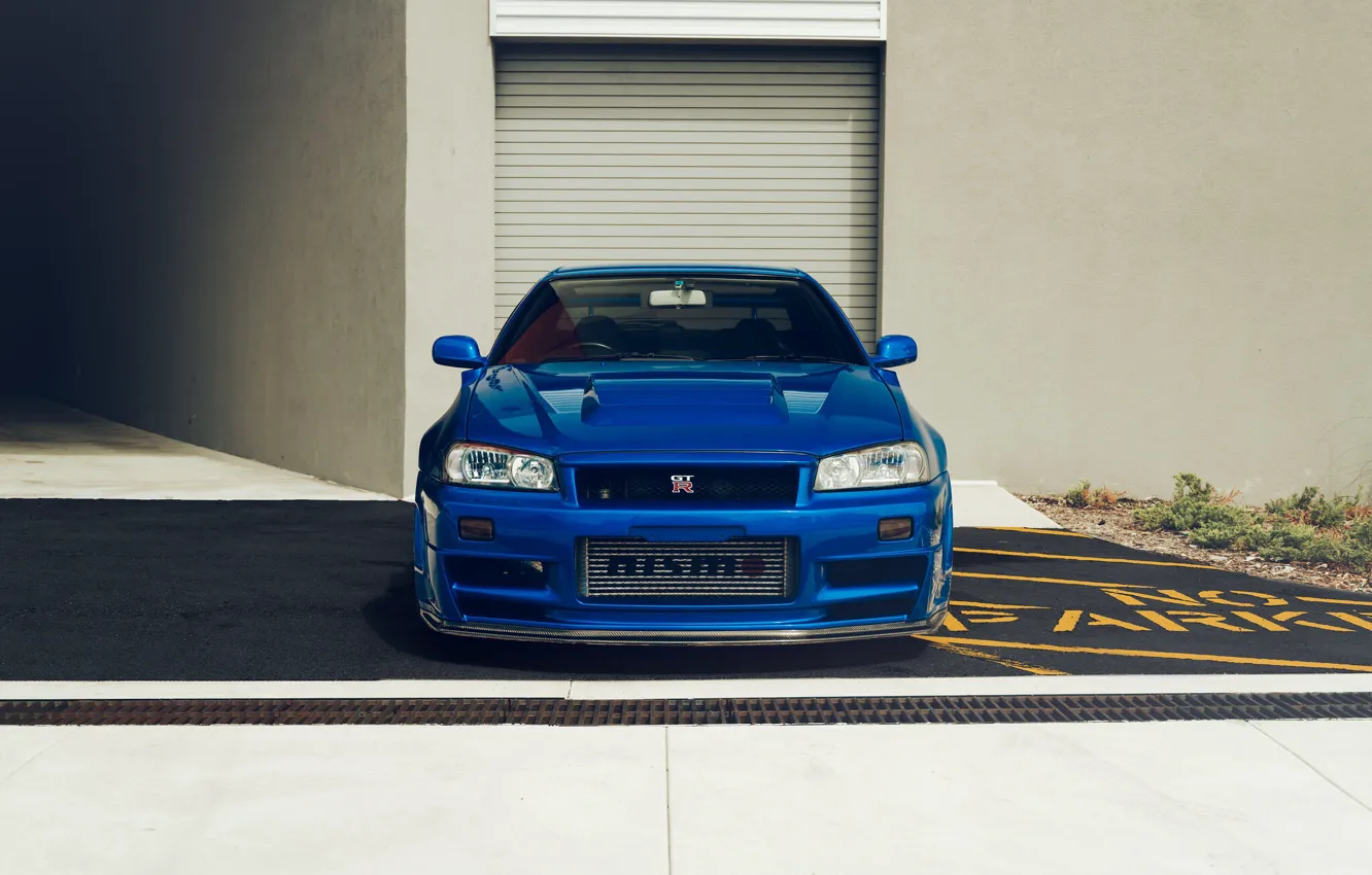 Photo wallpaper Nissan, GT-R, Skyline, R34, Nismo, Front view