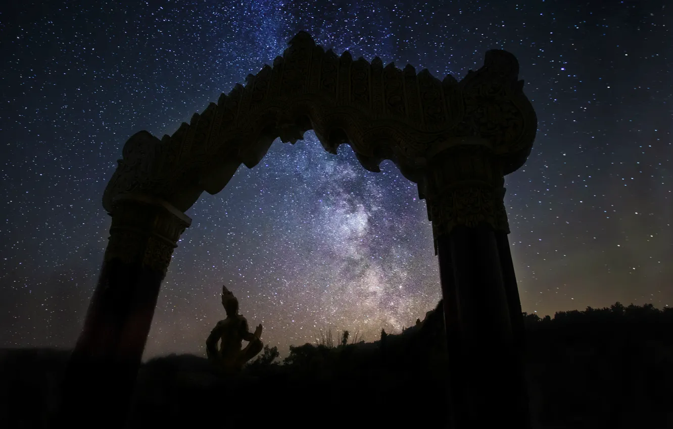 Photo wallpaper space, stars, space, arch, the milky way
