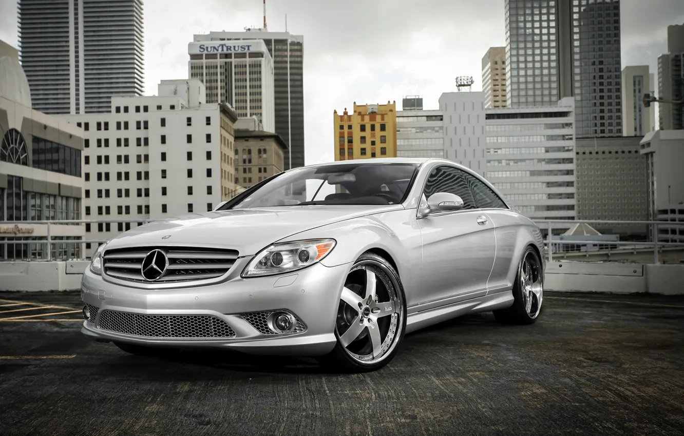 Photo wallpaper Mercedes, wheels, rear, Vellano, Lorinser, CL63, spoiler, broadcast