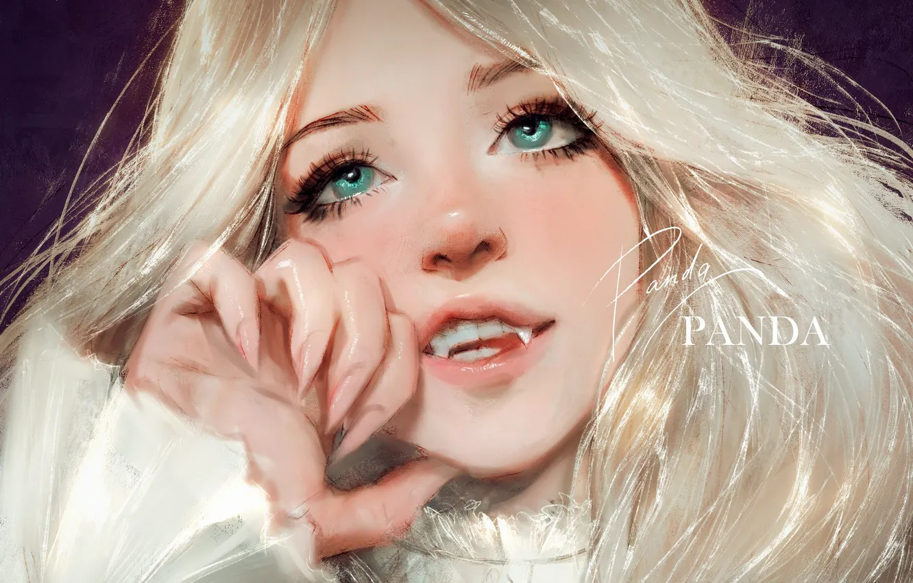 Photo wallpaper girl, claws, fangs, from panda, by Panda