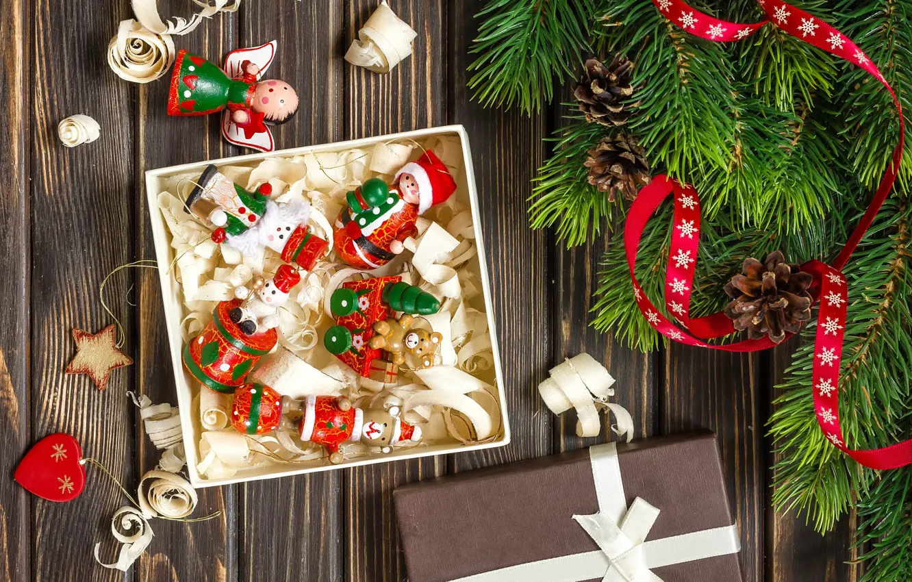 Photo wallpaper decoration, gift, toy, tree, new year, Christmas, Christmas, vintage