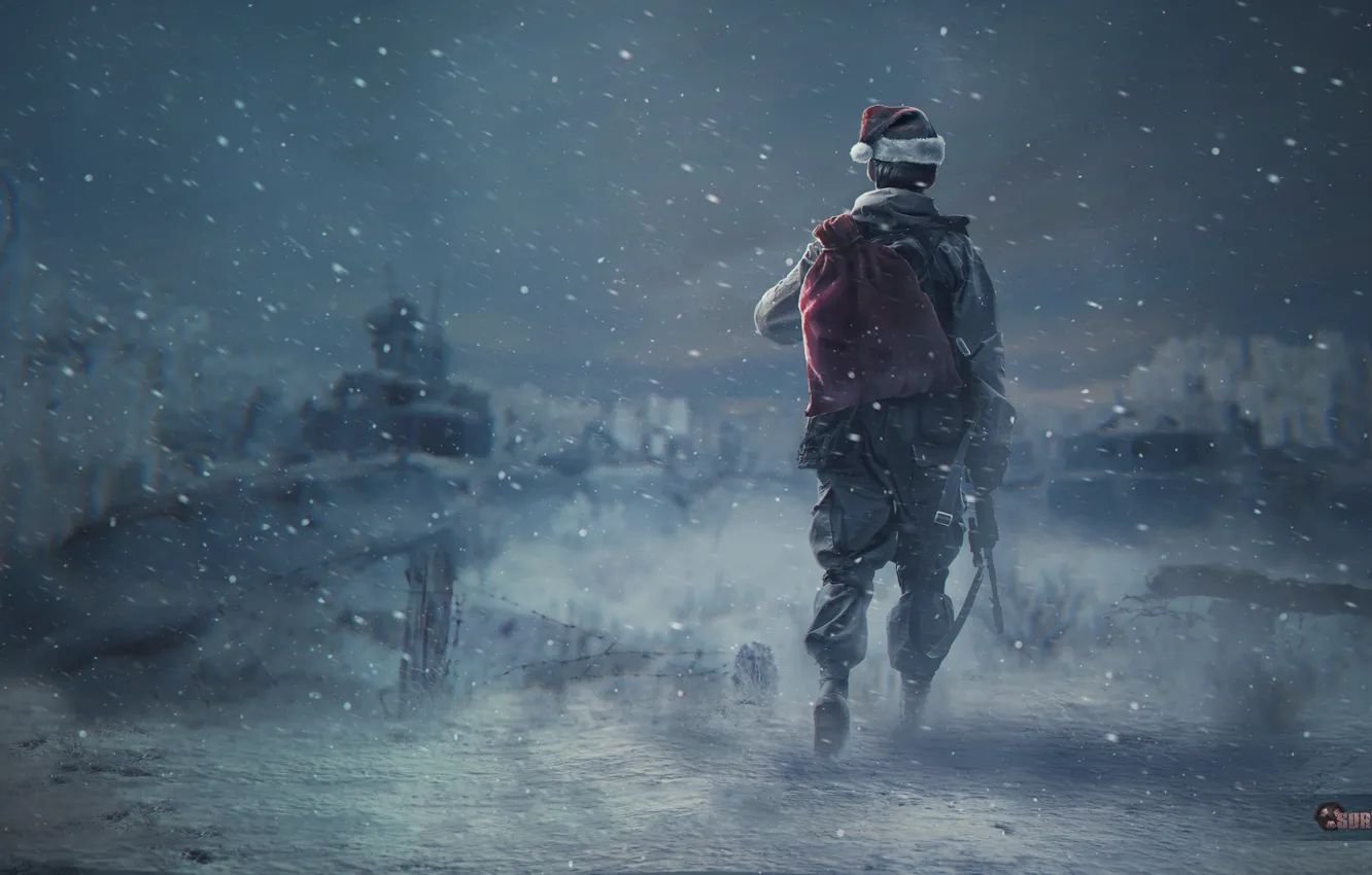 Photo wallpaper snow, hat, art, soldiers, Stalker, Stalker, Survarium, Zina