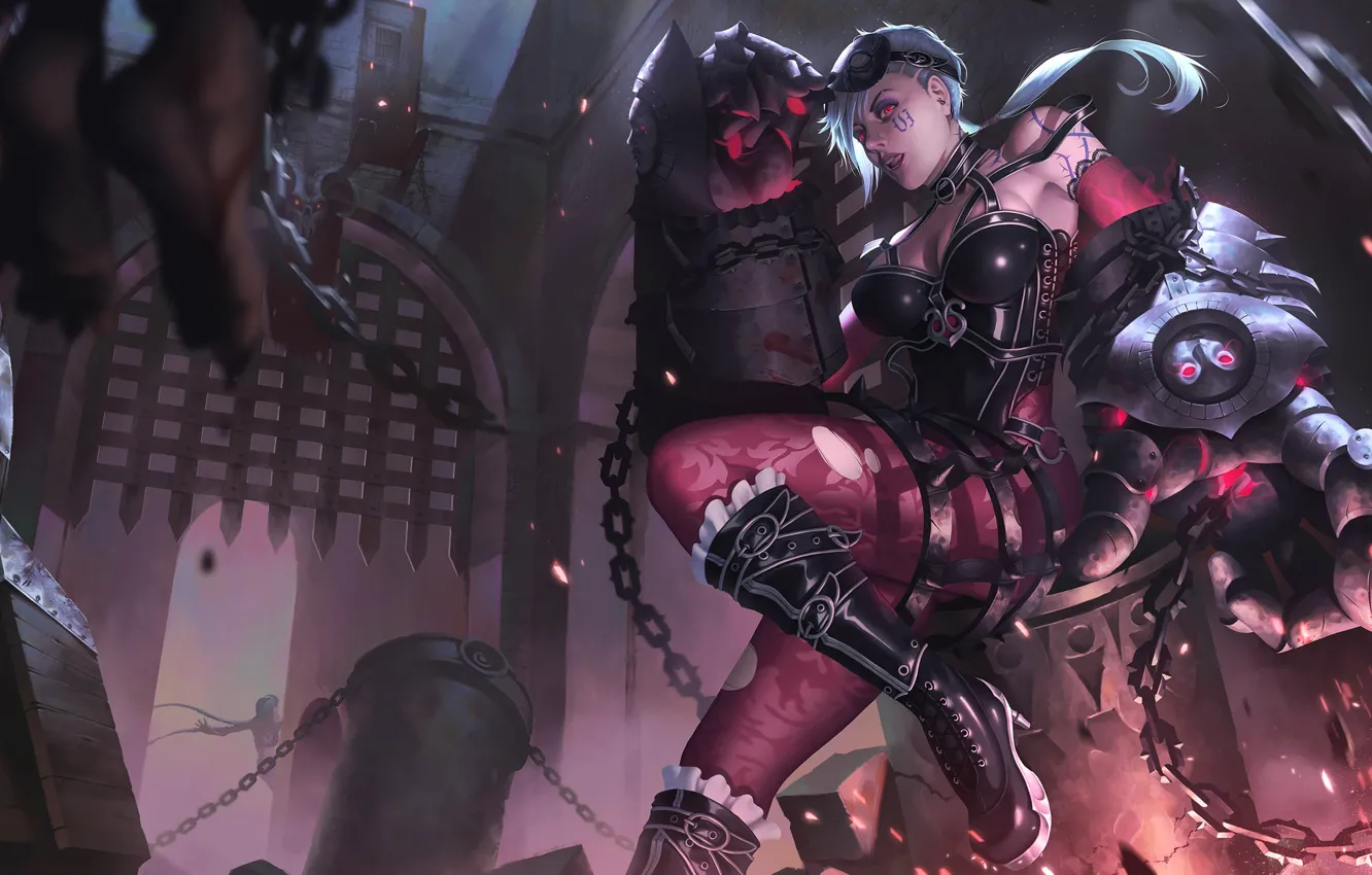 Photo wallpaper girl, hands, art, fist, League of Legends, LoL, Piltover Enforcer