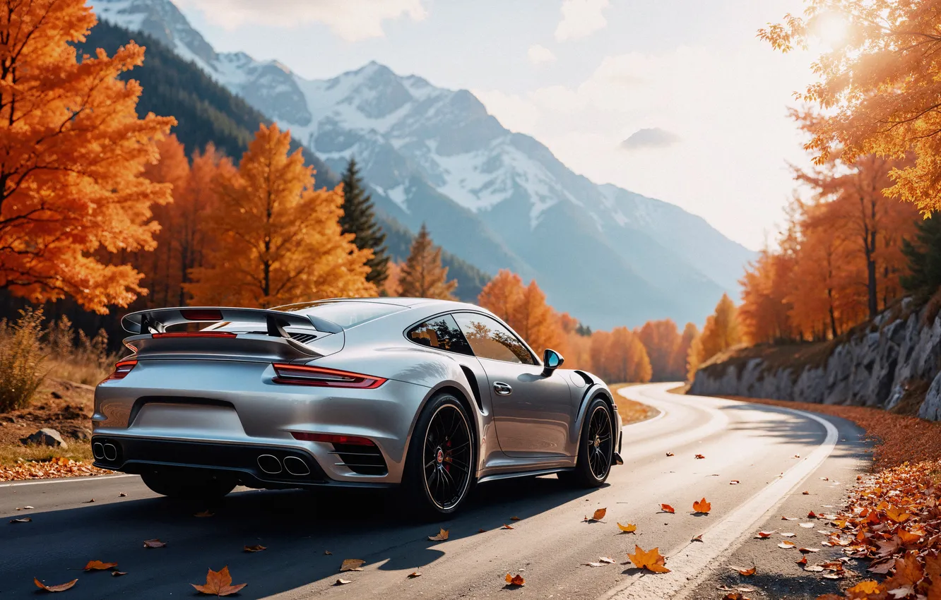 Photo wallpaper road, autumn, forest, leaves, trees, forest, road, autumn