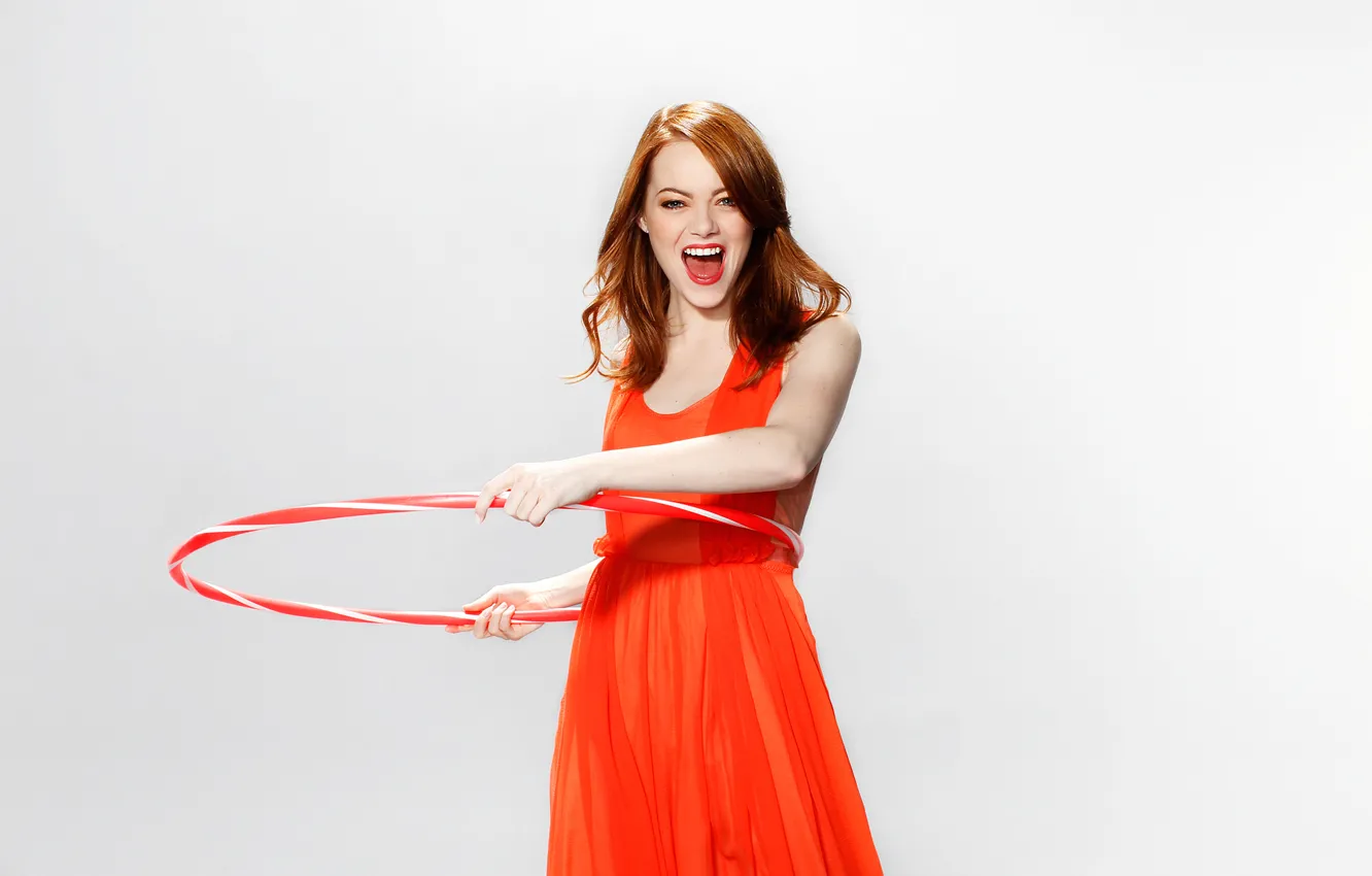 Photo wallpaper joy, background, mood, dress, actress, brown hair, in red, 2011