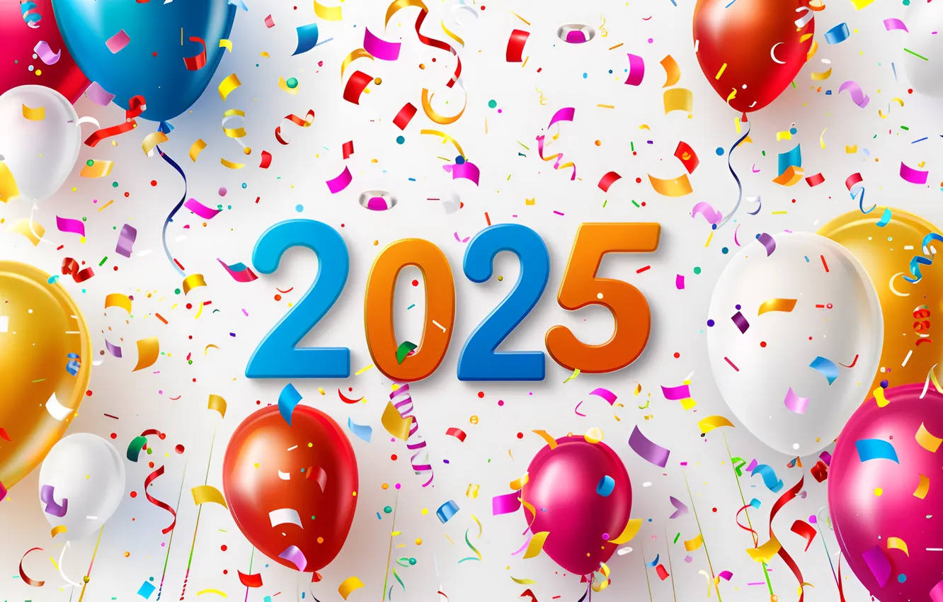 Photo wallpaper new year, figures, date, 2025, AI art, New Year 2025, neural network