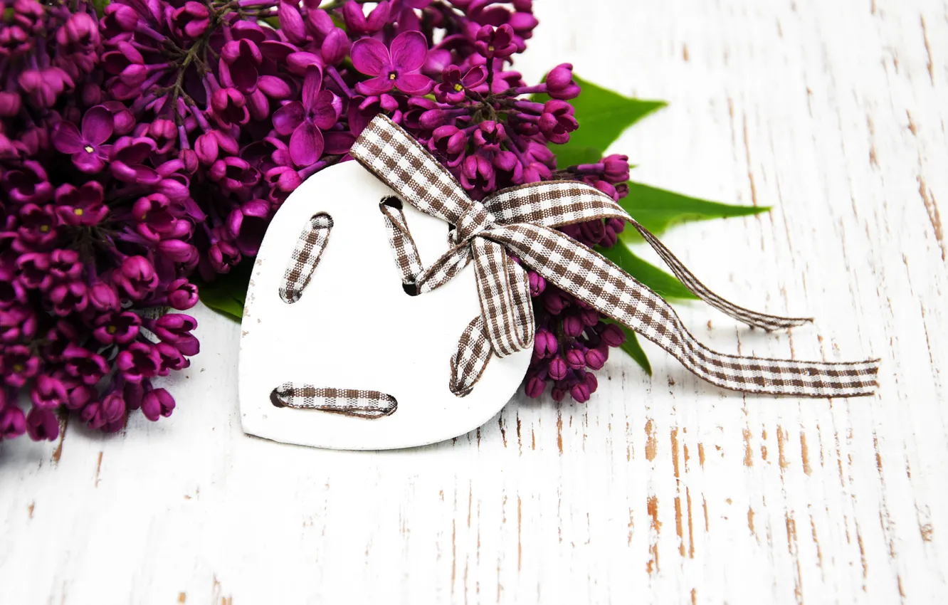 Photo wallpaper love, flowers, heart, love, heart, wood, flowers, lilac