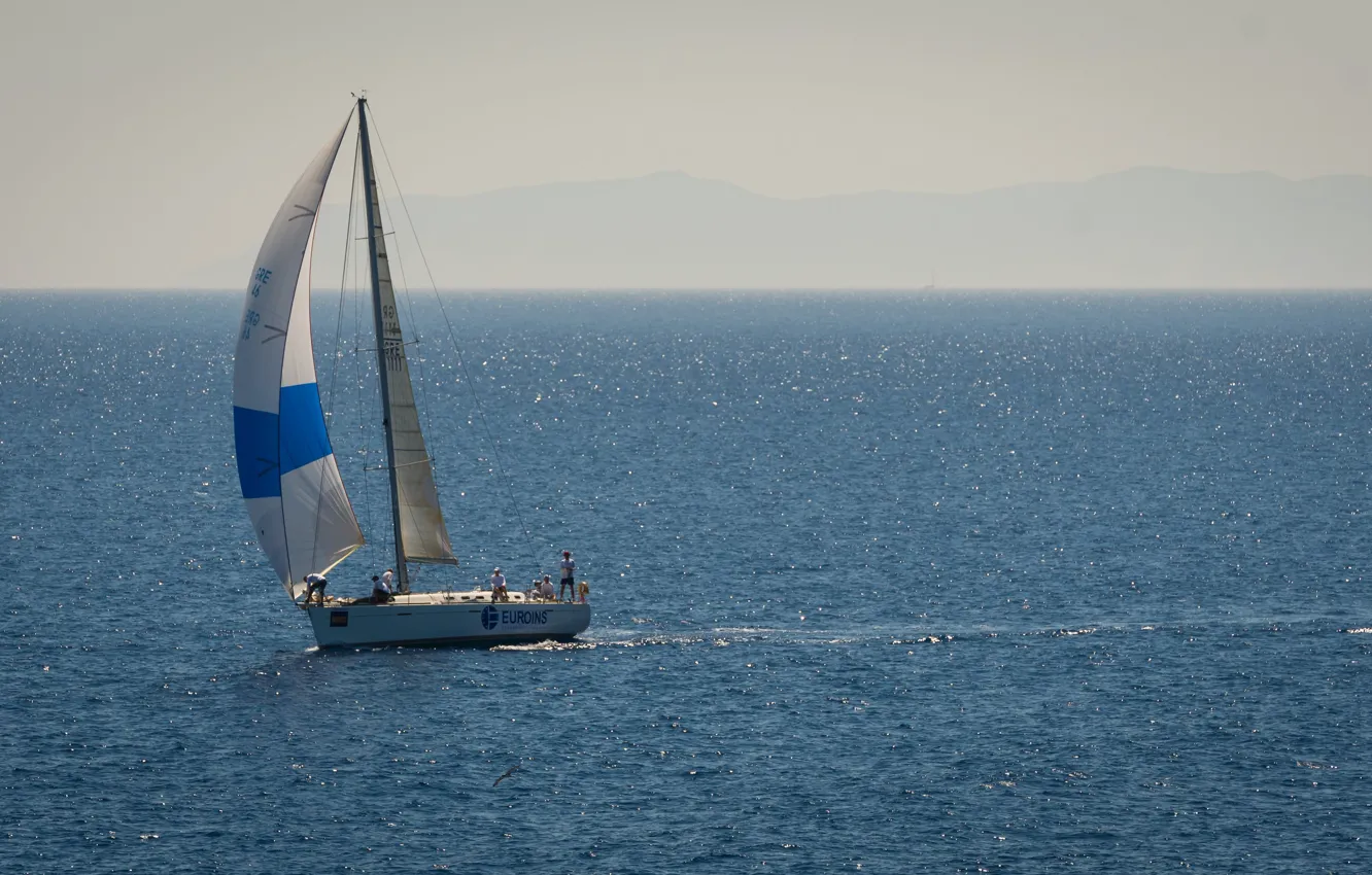 Photo wallpaper sea, coast, sport, yacht, team, sails