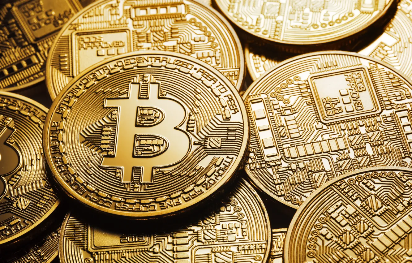 Photo wallpaper blur, logo, logo, clarification, coins, bitcoin, bitcoin