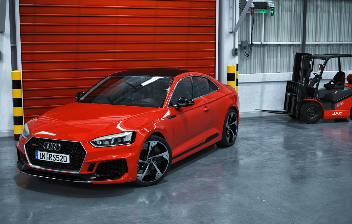Photo wallpaper Audi, Red, Auto, Machine, Auto, Render, RS5, Rendering