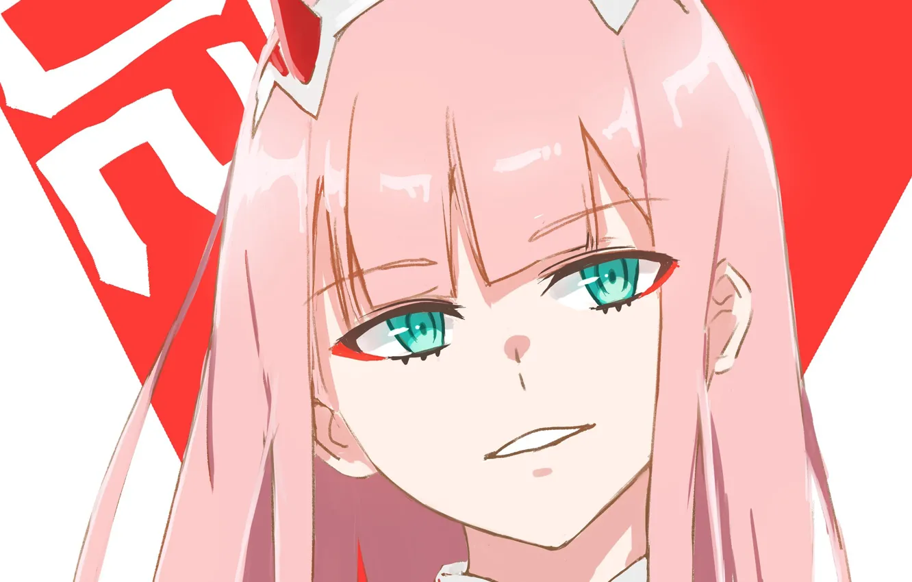 Photo wallpaper look, girl, art, horns, 002, Darling In The Frankxx, Cute in France, Zero Two