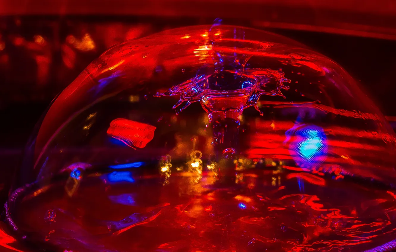 Photo wallpaper water, drops, bubbles, blur, colors
