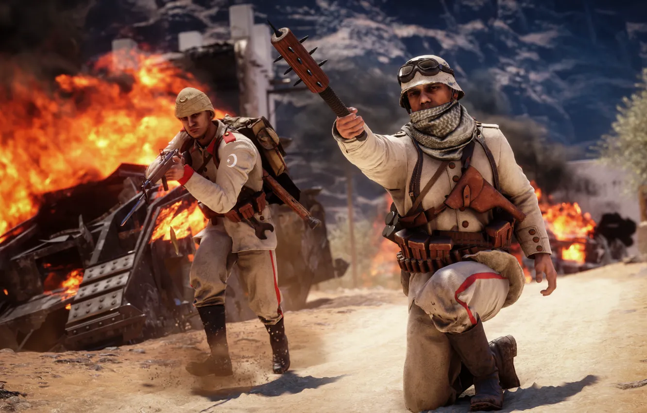 Photo wallpaper war, the game, soldiers, Electronic Arts, Battlefield 1