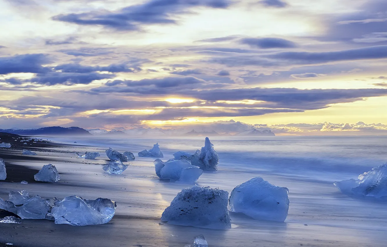 Photo wallpaper sea, shore, ice