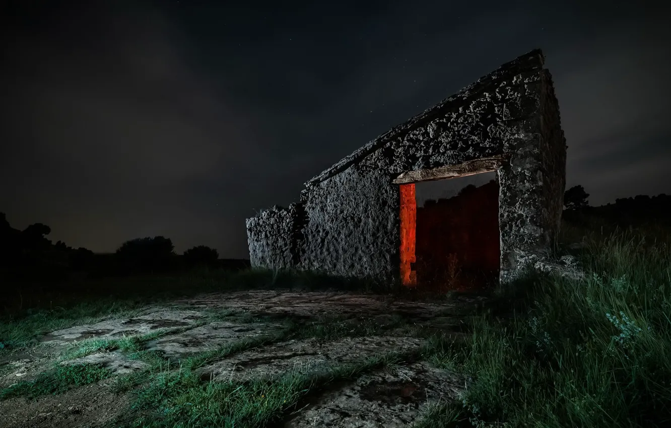 Photo wallpaper night, background, ruins