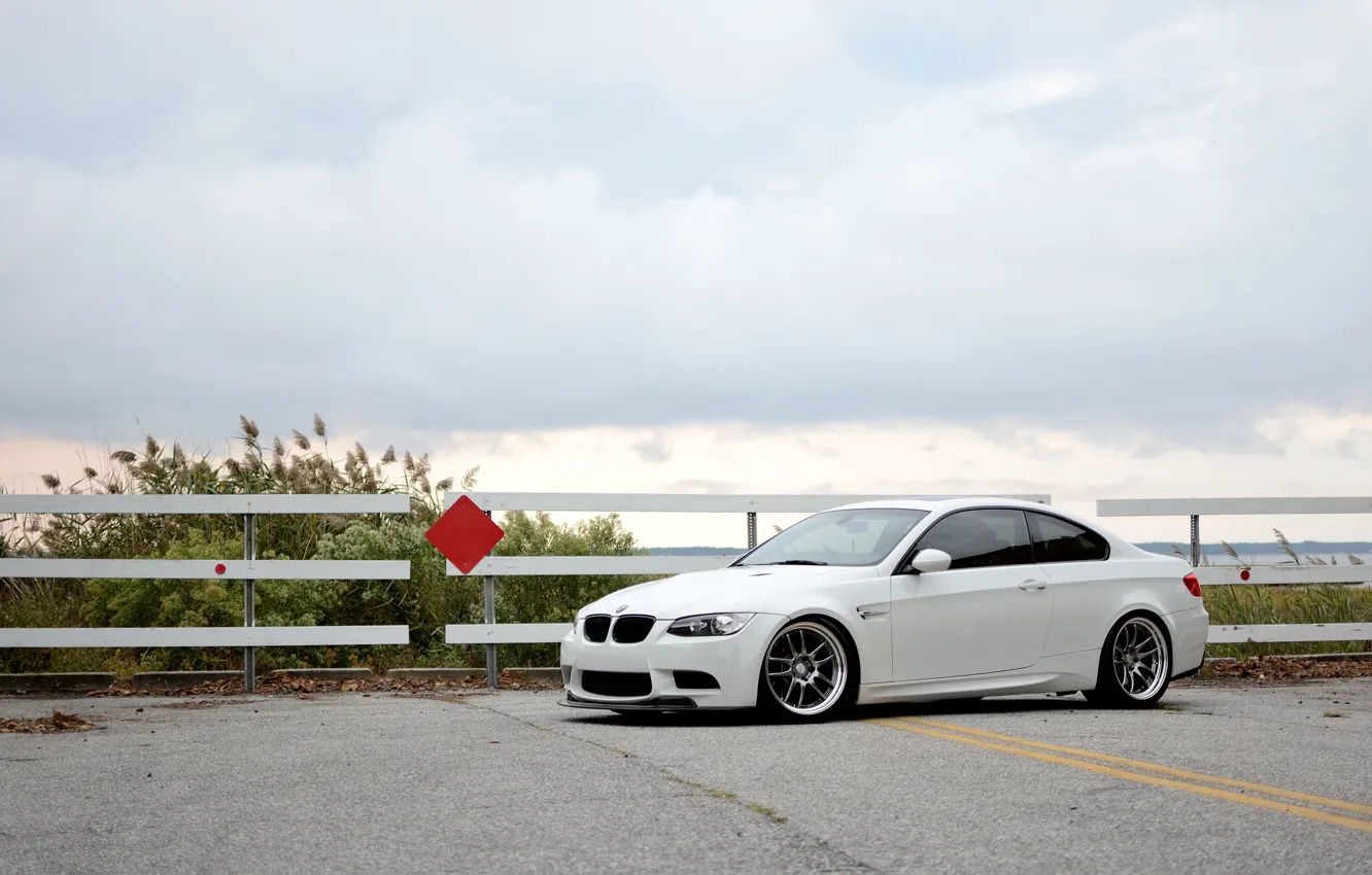 Photo wallpaper white, e92, Wheels, M3