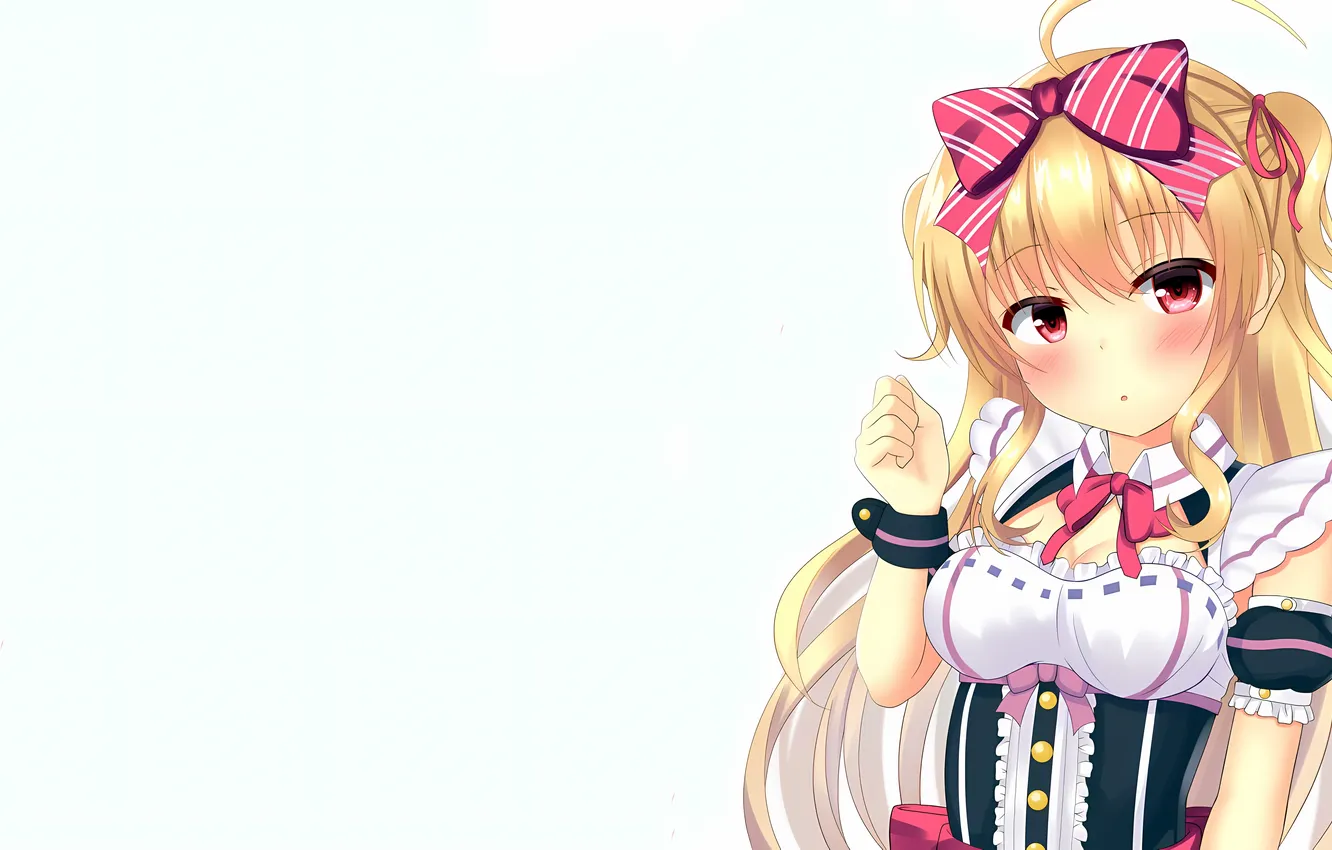 Photo wallpaper girl, cleavage, long hair, dress, boobs, anime, beautiful, red eyes