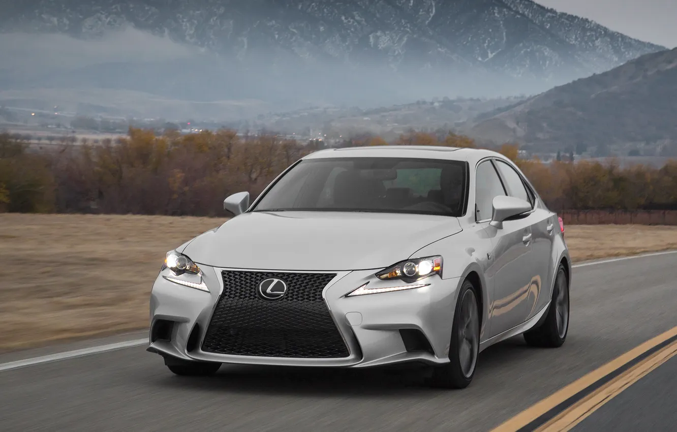 Photo wallpaper road, auto, Lexus, silver, in motion, Lexus, IS 350, F-Sport