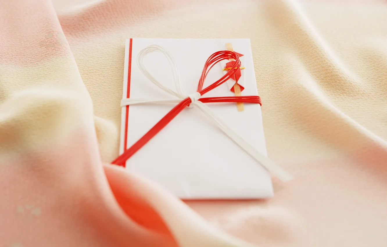 Photo wallpaper mood, tape, fabric, bow, postcard