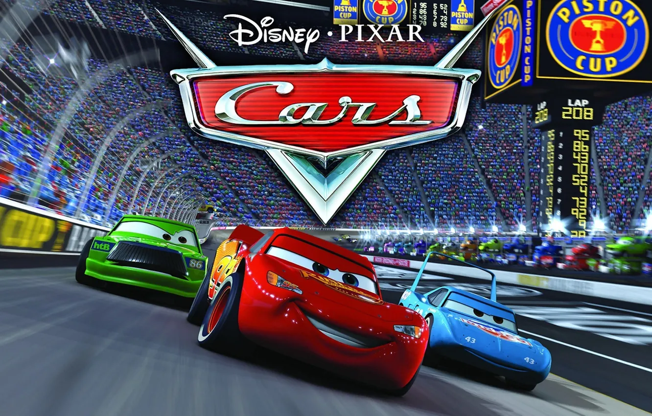 Photo wallpaper race, lightning, cars, Disney