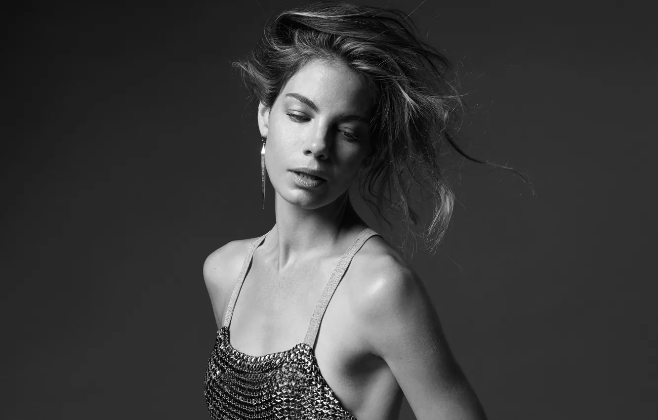 Photo wallpaper background, makeup, actress, hairstyle, blouse, black and white, Michelle Monaghan, Michelle Monaghan