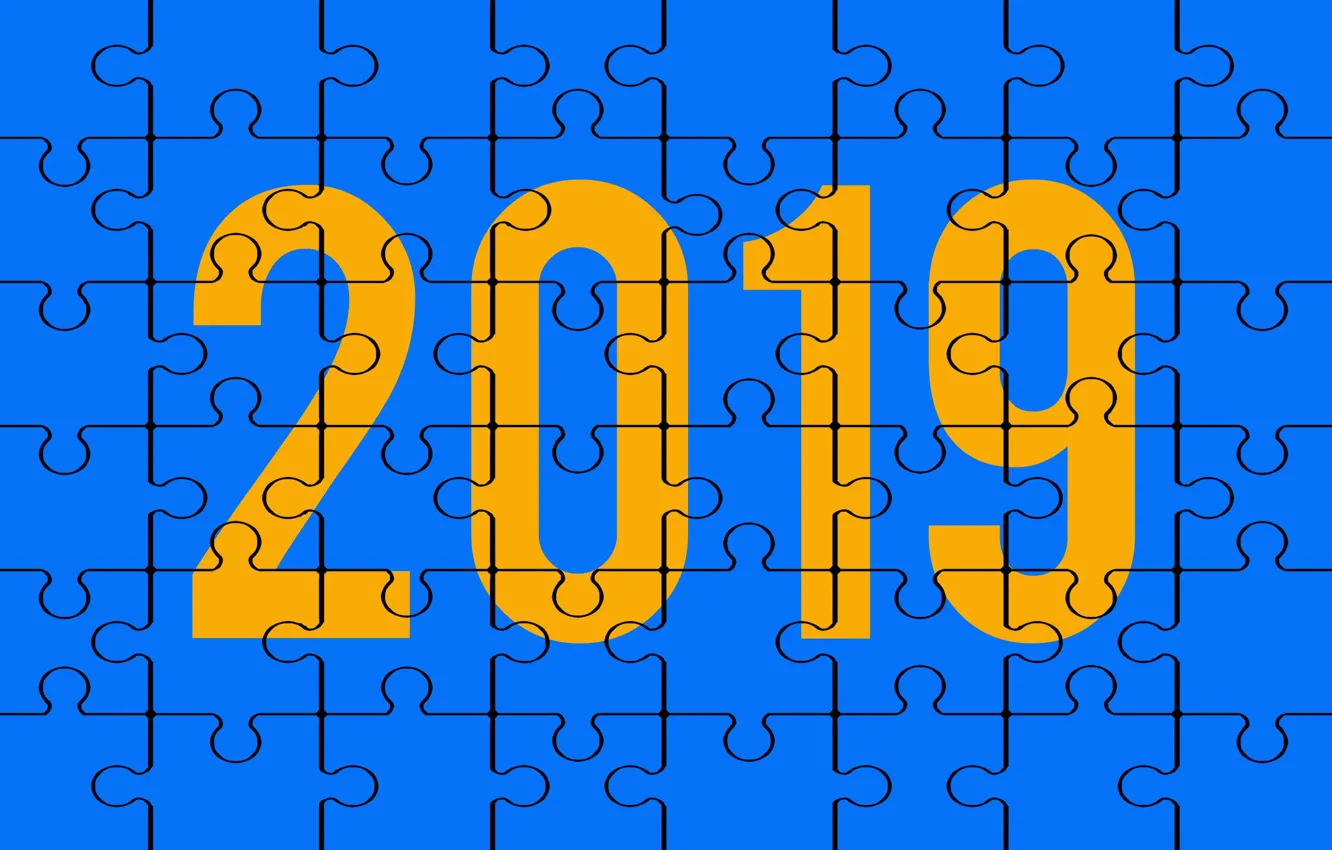 Photo wallpaper blue, New year, puzzles, 2019