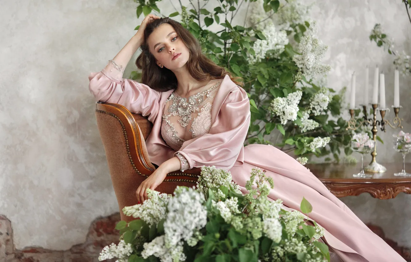 Photo wallpaper look, girl, face, long hair, long hair, eyes, pretty, lips