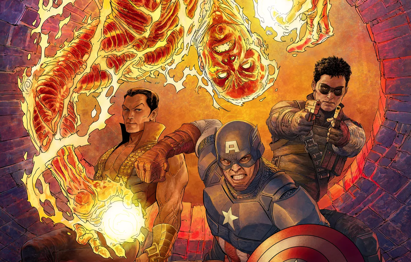 Photo wallpaper art, comic, all new invaders