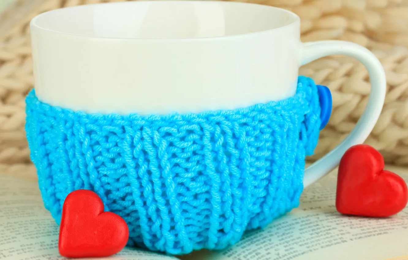 Photo wallpaper love, tea, heart, coffee, Cup, drink, blue, cup