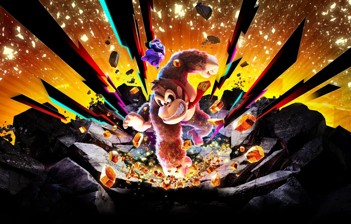 Photo wallpaper the game, adventure, games, Adventure, Key Art, Nintendo Switch, 2025 Games, Donkey Kong Bananza