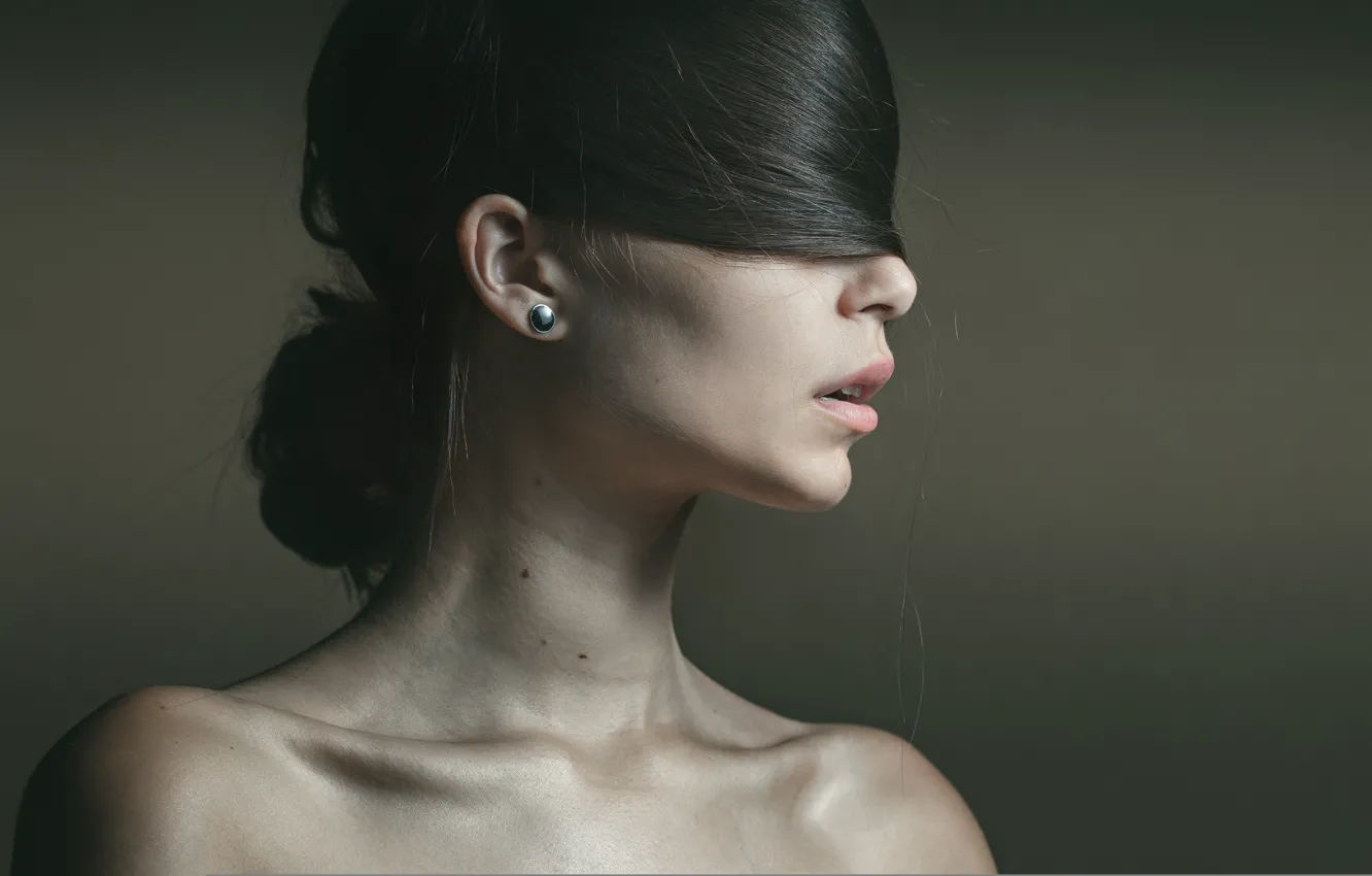 Photo wallpaper girl, woman, hair, mask, female