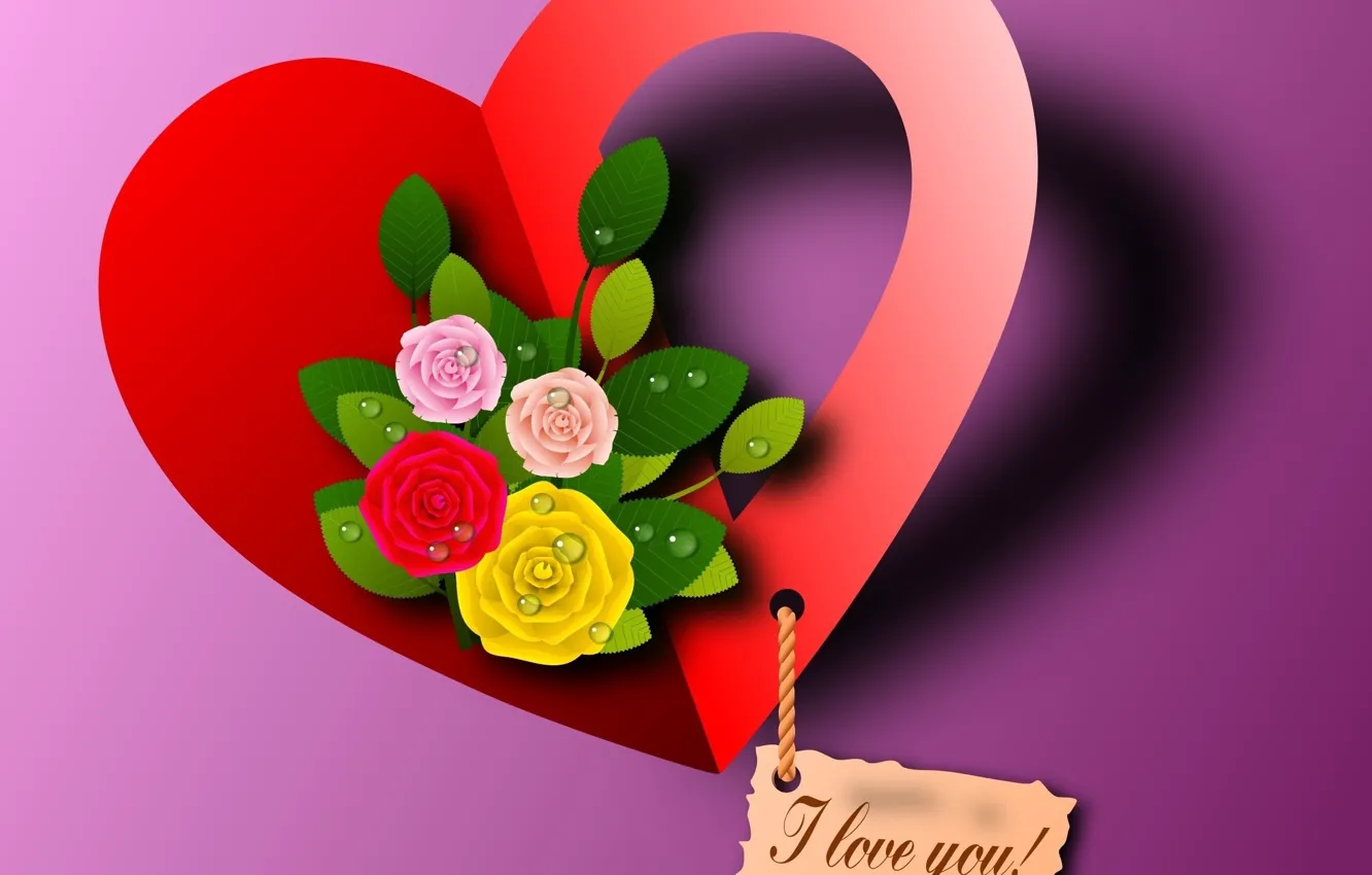 Photo wallpaper flowers, heart, Valentine's day