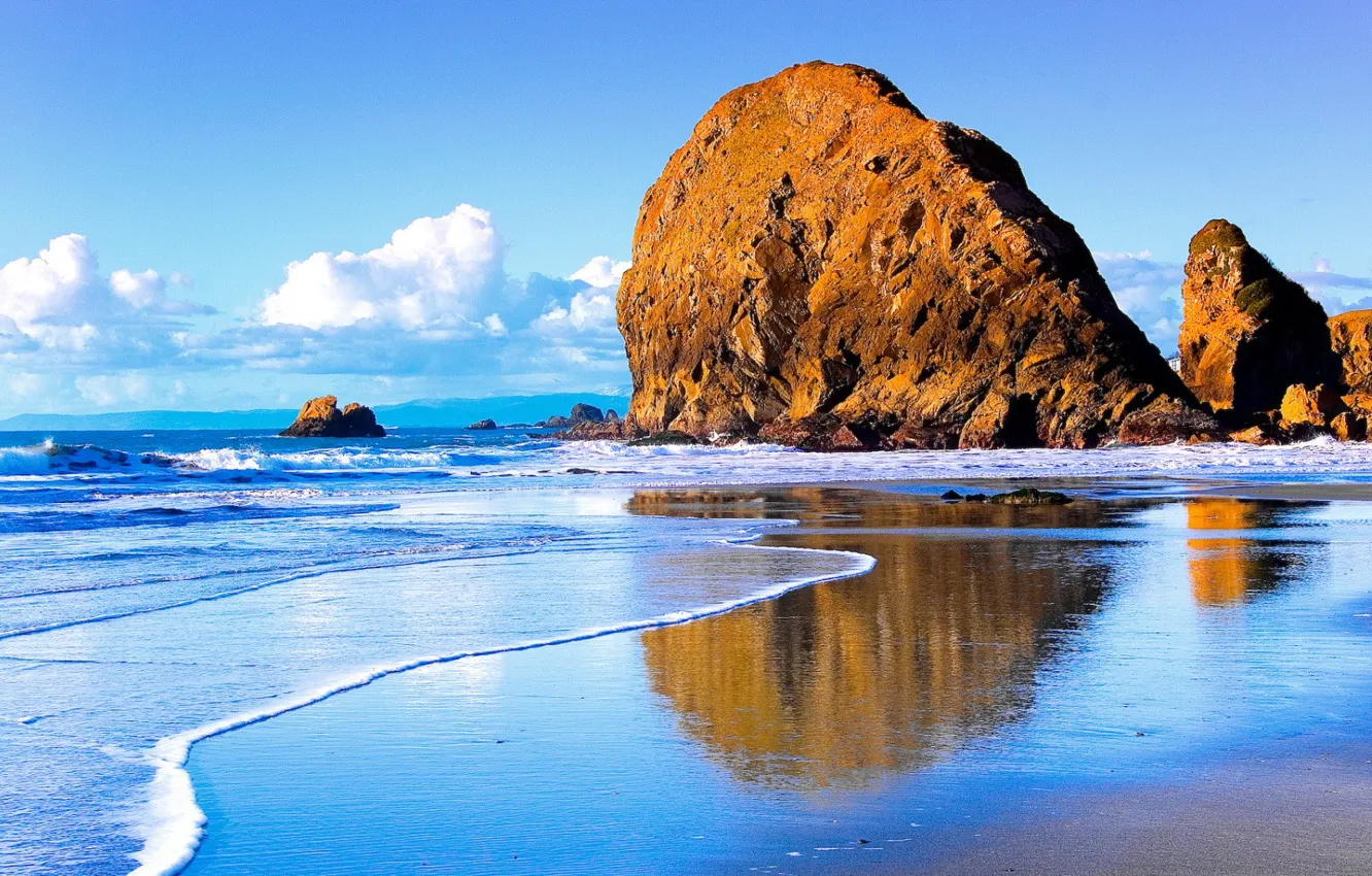 Photo wallpaper sea, wave, rocks