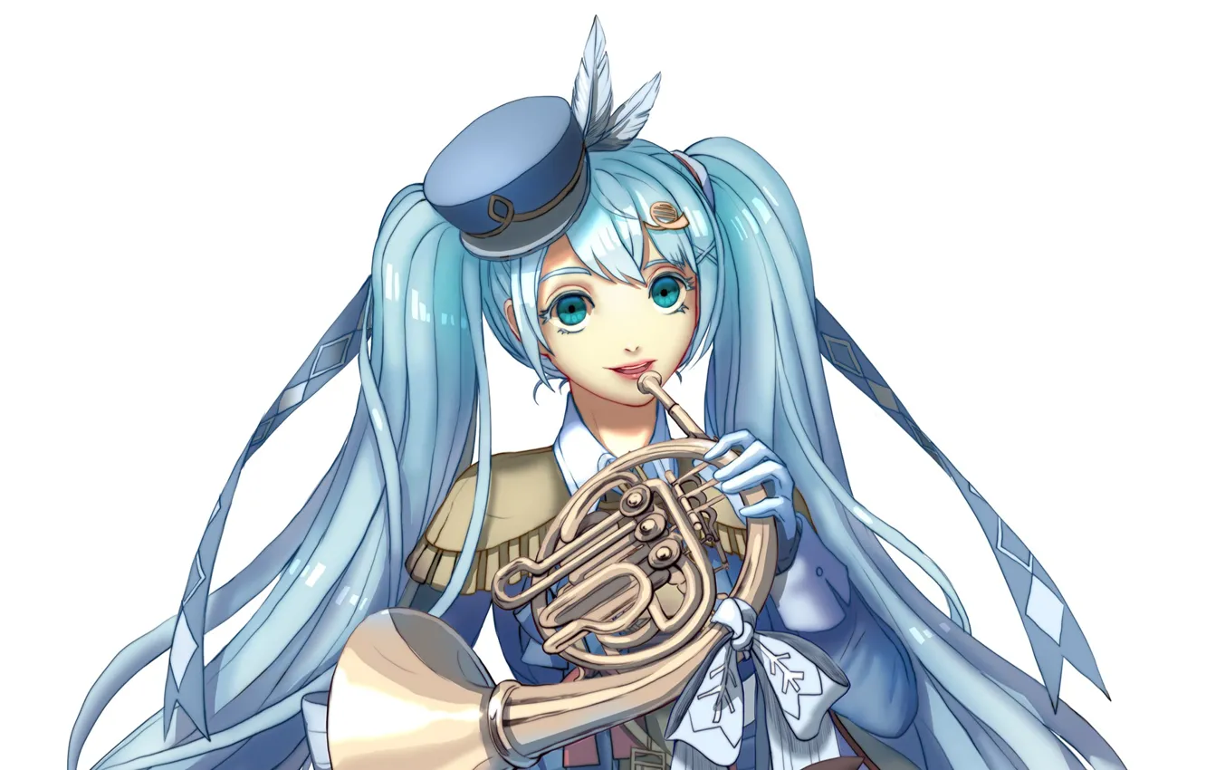 Photo wallpaper feathers, pipe, vocaloid, hatsune miku, Vocaloid, Hatsune Miku