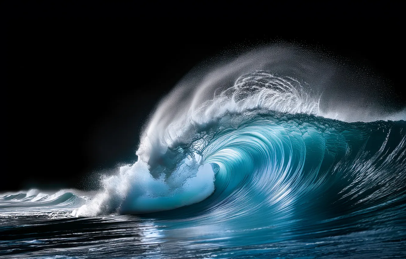 Photo wallpaper ocean, wave, darkness