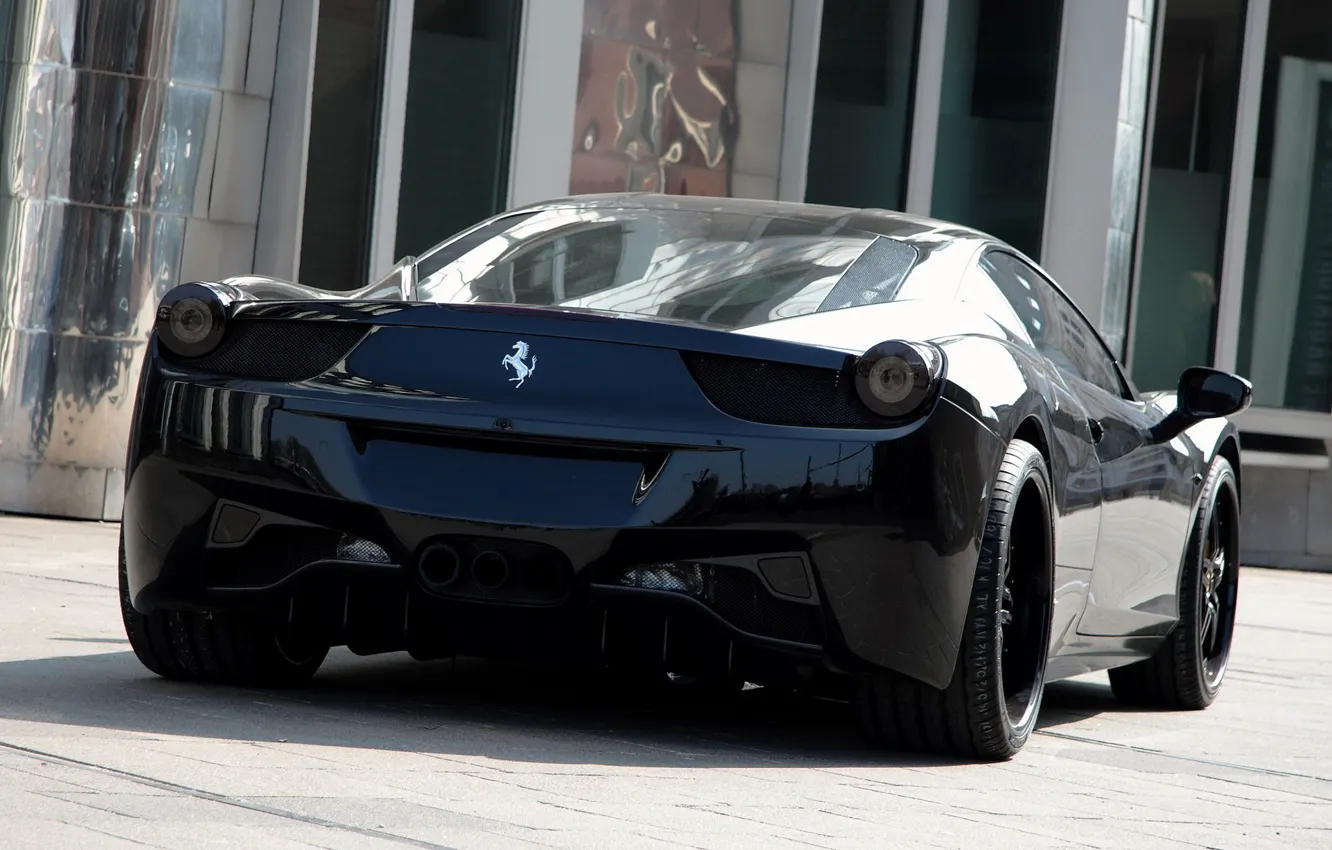 Photo wallpaper black, Ferrari, rear view, Black, Ferrari 458 Italia, Anderson Germany, Carbon Edition