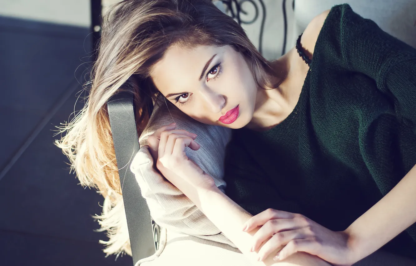 Photo wallpaper look, girl, makeup