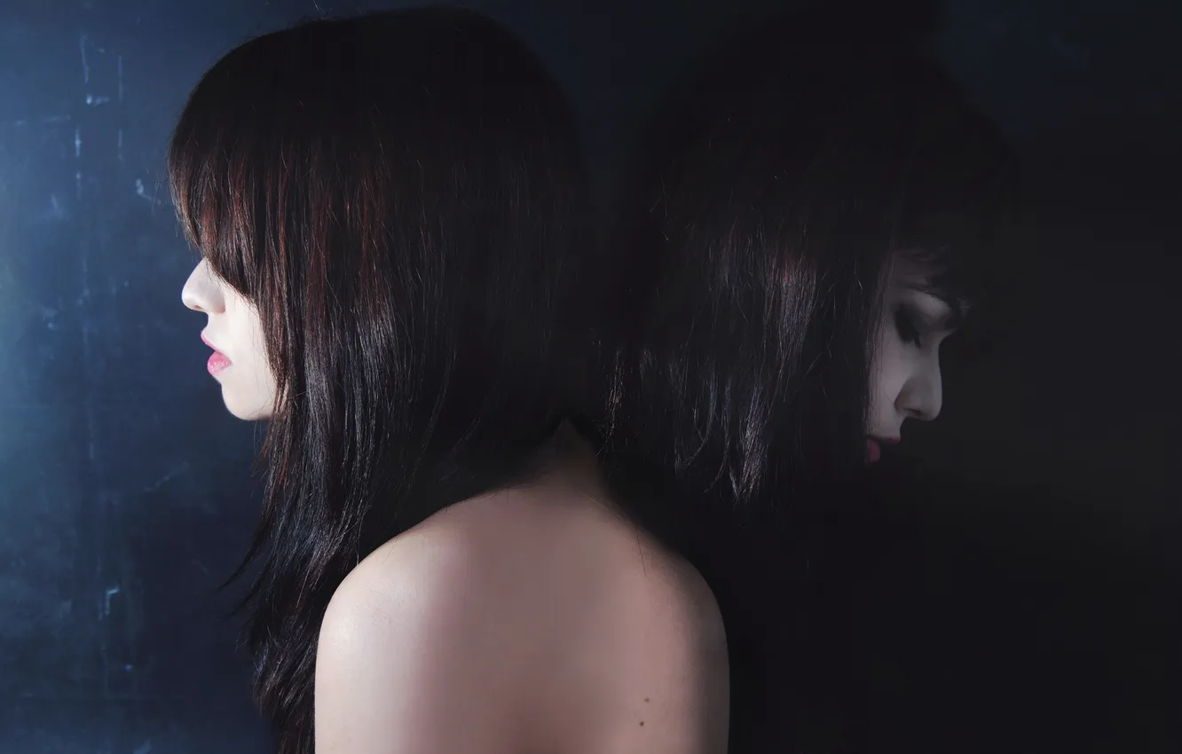 Photo wallpaper girl, mood, dualism