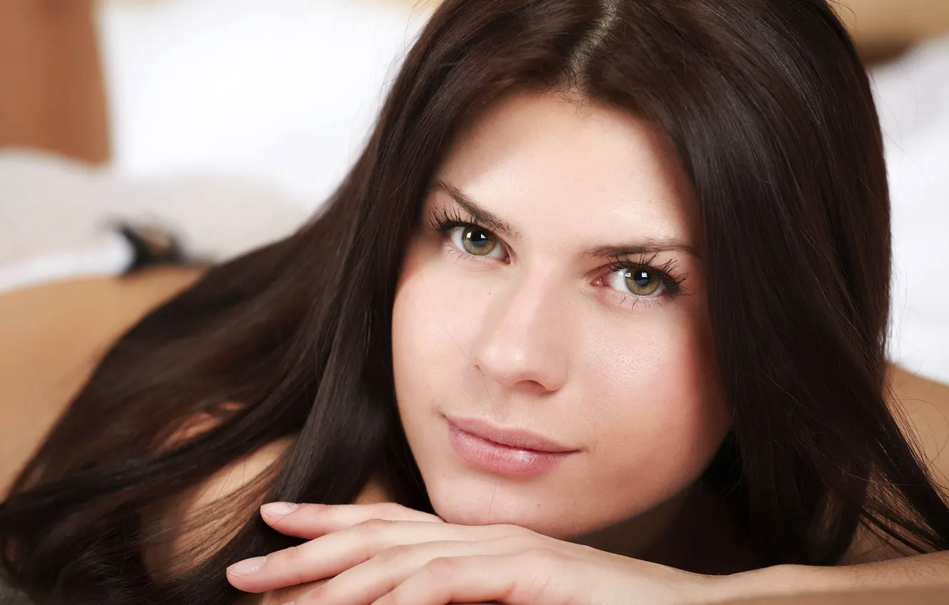 Photo wallpaper face, smile, brown