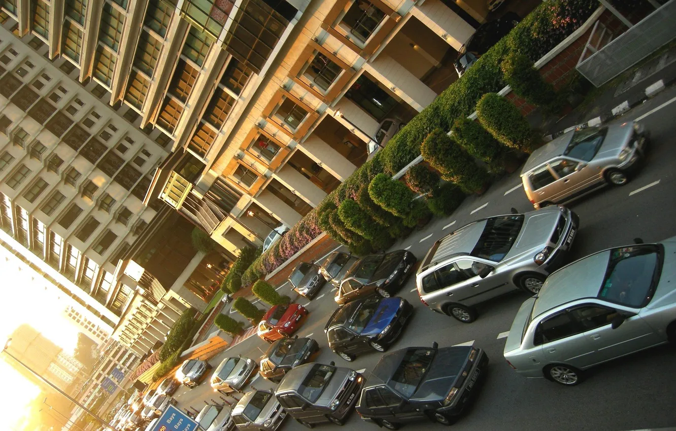 Photo wallpaper road, machine, the city, street, traffic, traffic, cityscape