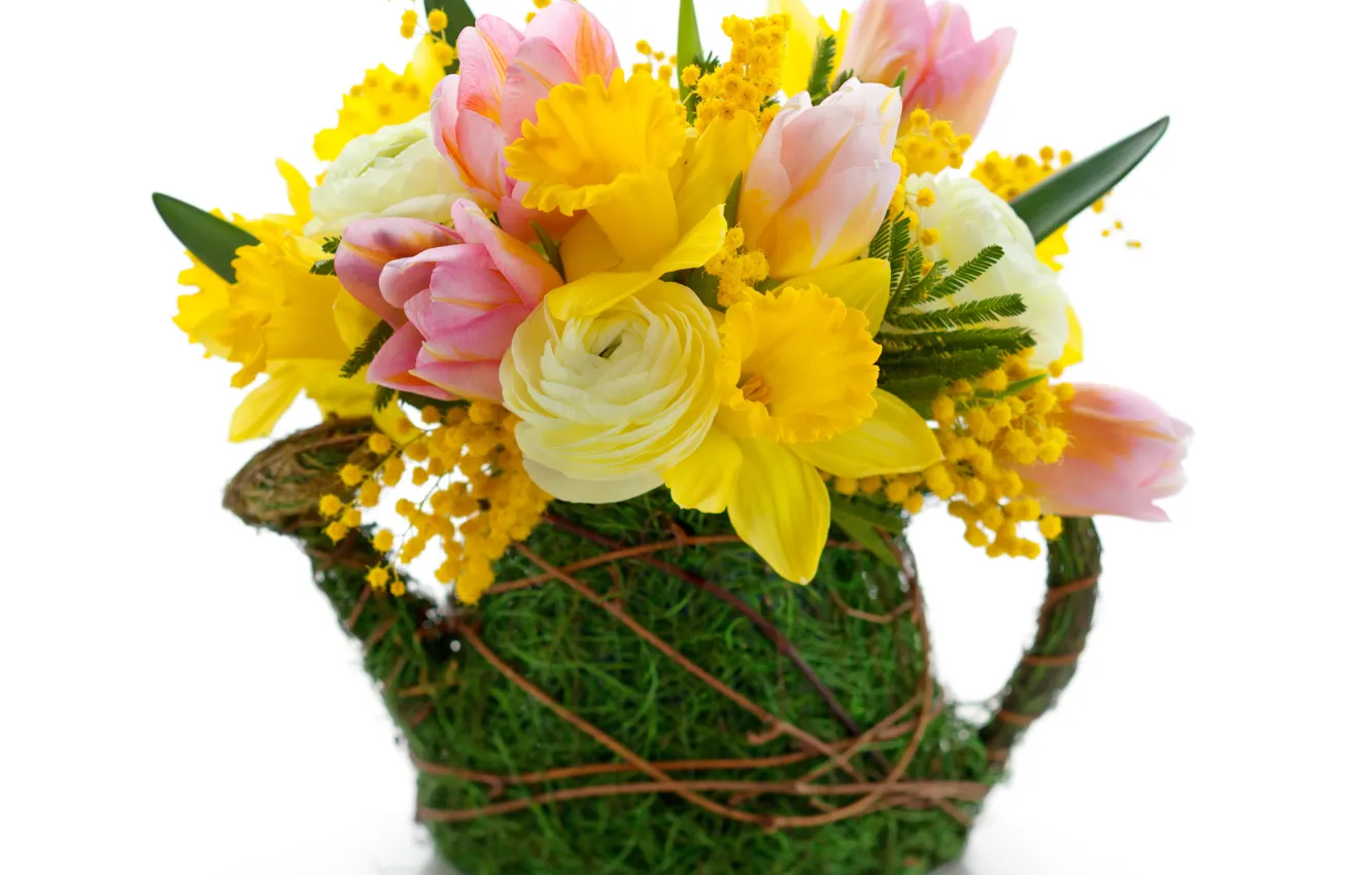 Photo wallpaper flowers, bouquet, tulips, flowers, tulips, daffodils, spring, bouquet