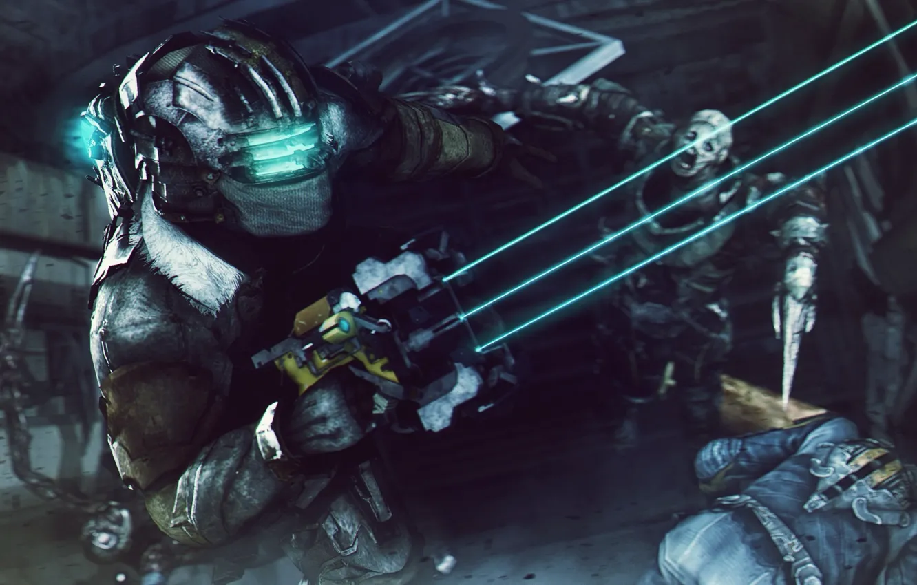 Photo wallpaper battle, fight, Isaac Clarke, nekromorf, Isaac Clark, Dead spase 3